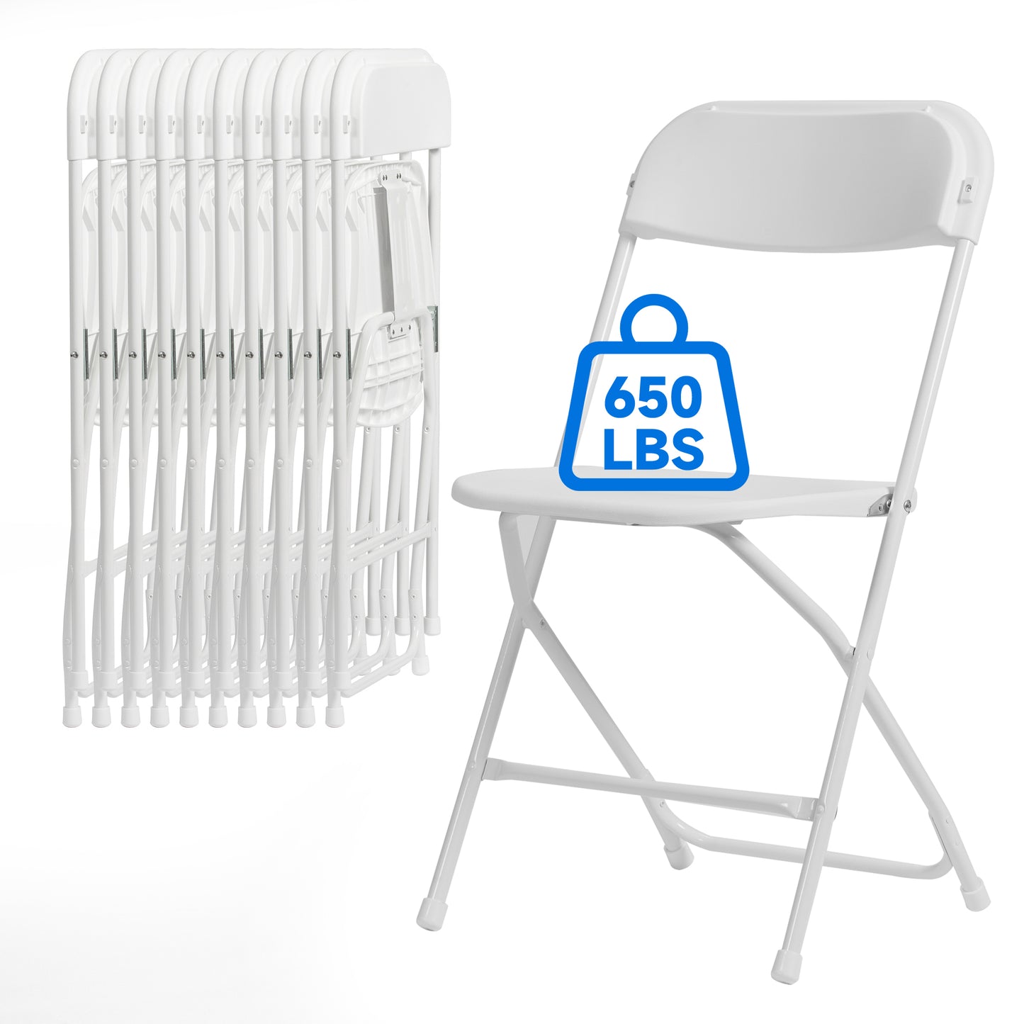 30 PCS Plastic Folding Chair, Portable Commercial Chair, 650 LB Capacity Premium Plastic Folding Chairs, Folding Chair for Wedding Party Outdoor Indoor, Stackable Folding Chairs White