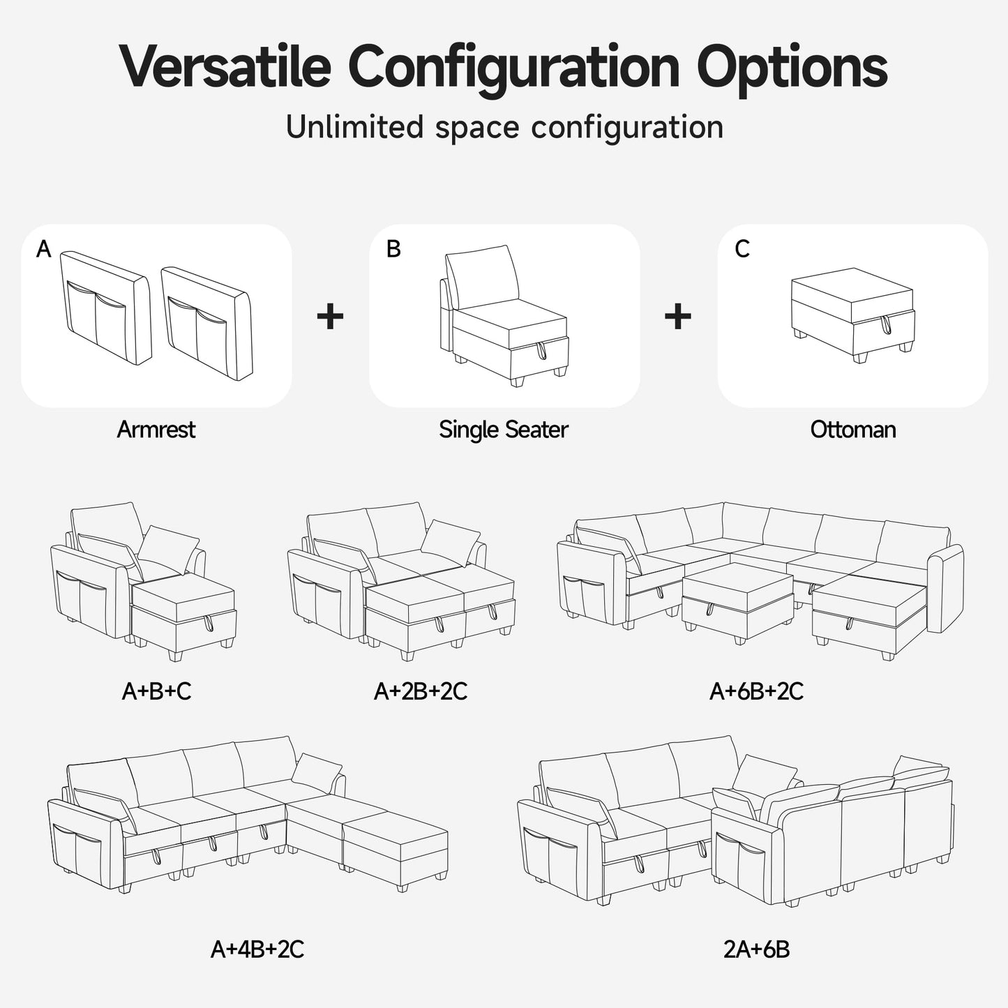 Convertible 3 Seats L-Shaped Sectional Sofa Couch, Linen Fabric Modular Sofa with Movable Ottoman for Small Apartments, Living Room, Office and Commercial Space, Beige