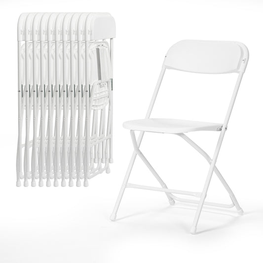 Winlice 10 PCS Plastic Folding Chair, Portable Commercial Chair, 350 LB Capacity Plastic Folding Chairs, Folding Chair for Wedding Party Outdoor Indoor White