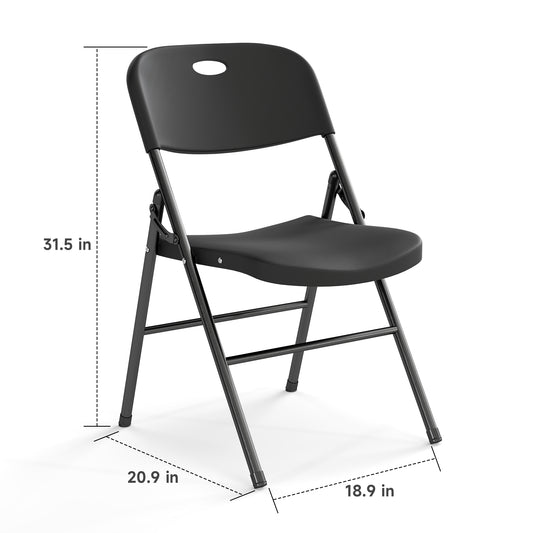 10 Pack Folding Chair, 800 Weight Limit Heavy Duty Plastic Folding Chair Portable Seating for Indoor Outdoor Events, Wedding, Party, Restaurant, Meeting Room Black